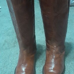 Ladies Brown Leather Cowboy Boots 6.5 B LONESTAR